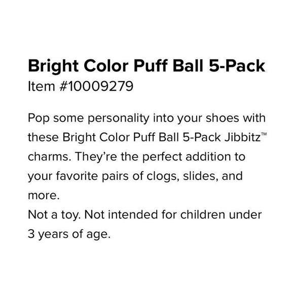 Croc Jibbitz Charm Pack Bright Color Puff Ball 5 pack Item 10009279 New - Picture 4 of 6